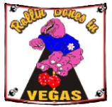 A cartoon pink dinosaur in a blue shirt holds red dice over a black road, with the text