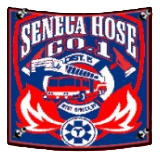 The Seneca Hose Co. 1 logo, featuring a fire truck, ladders, and an emergency symbol on a blue and red shield.