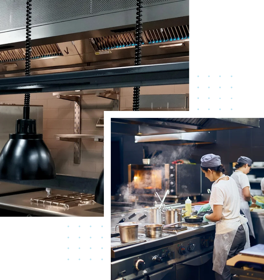 A group of people are cooking in a kitchen