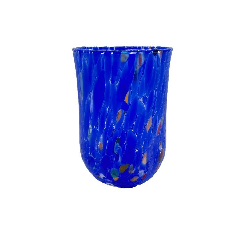 bicchiere in vetro soffiato di Murano blu