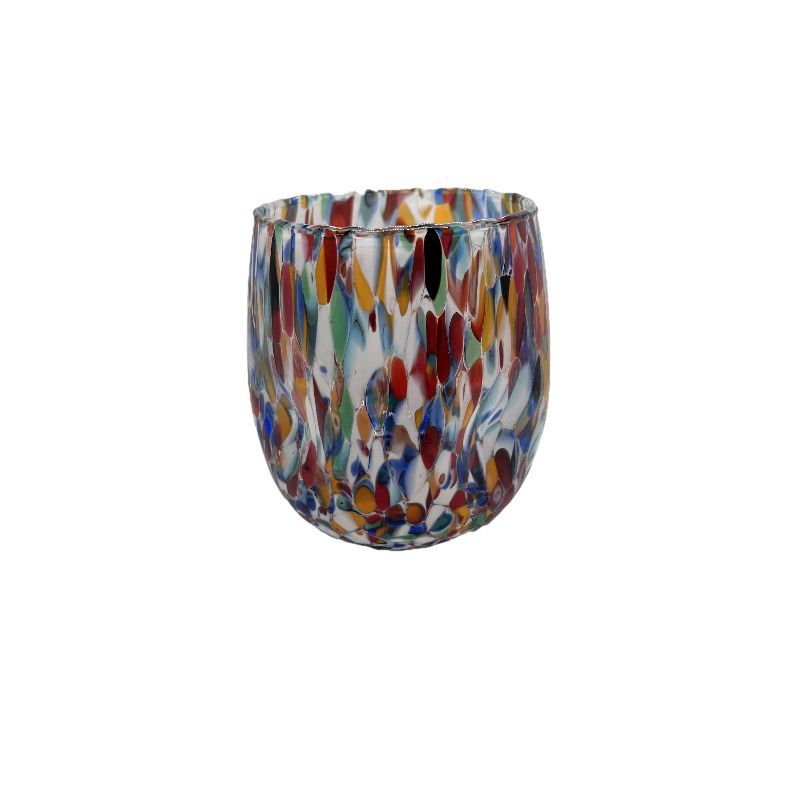 bicchiere in vetro soffiato di Murano di tanti colori