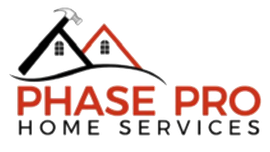 A logo for phase pro home services with a house and hammer