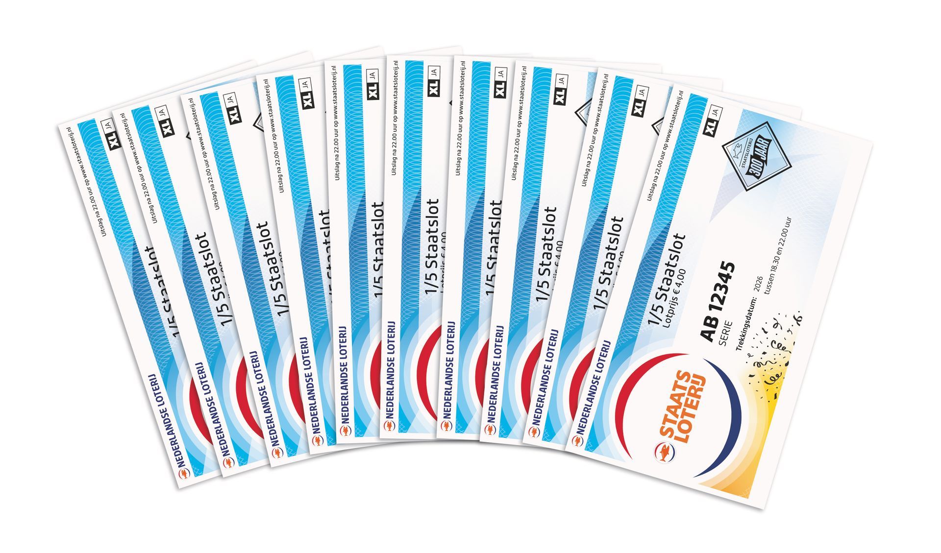 Stapel aangetekende postformulieren van de Amerikaanse postdienst, blauw en wit met rode en gele accenten.