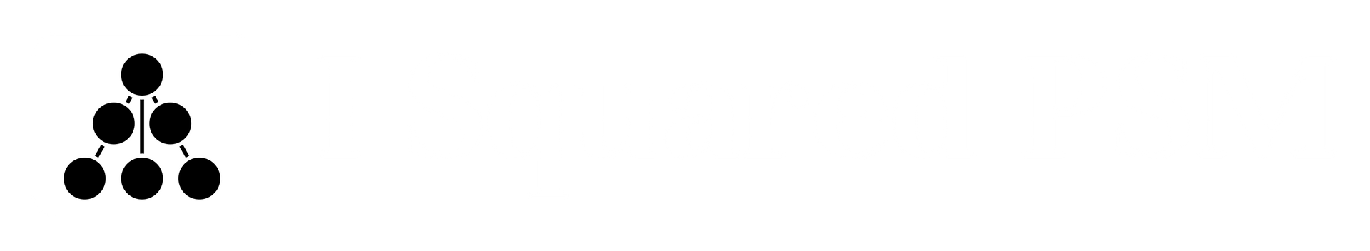 Black icon of company name on a white background
