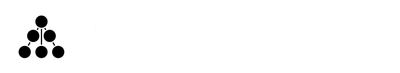 Black icon of company name on a white background