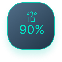 A button that says 90 % with a thumbs up