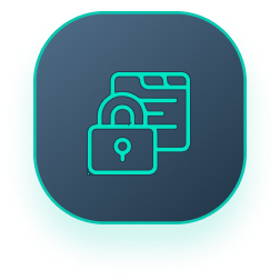 A blue icon with a padlock and a folder.