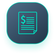 A blue icon with a dollar sign on a piece of paper.
