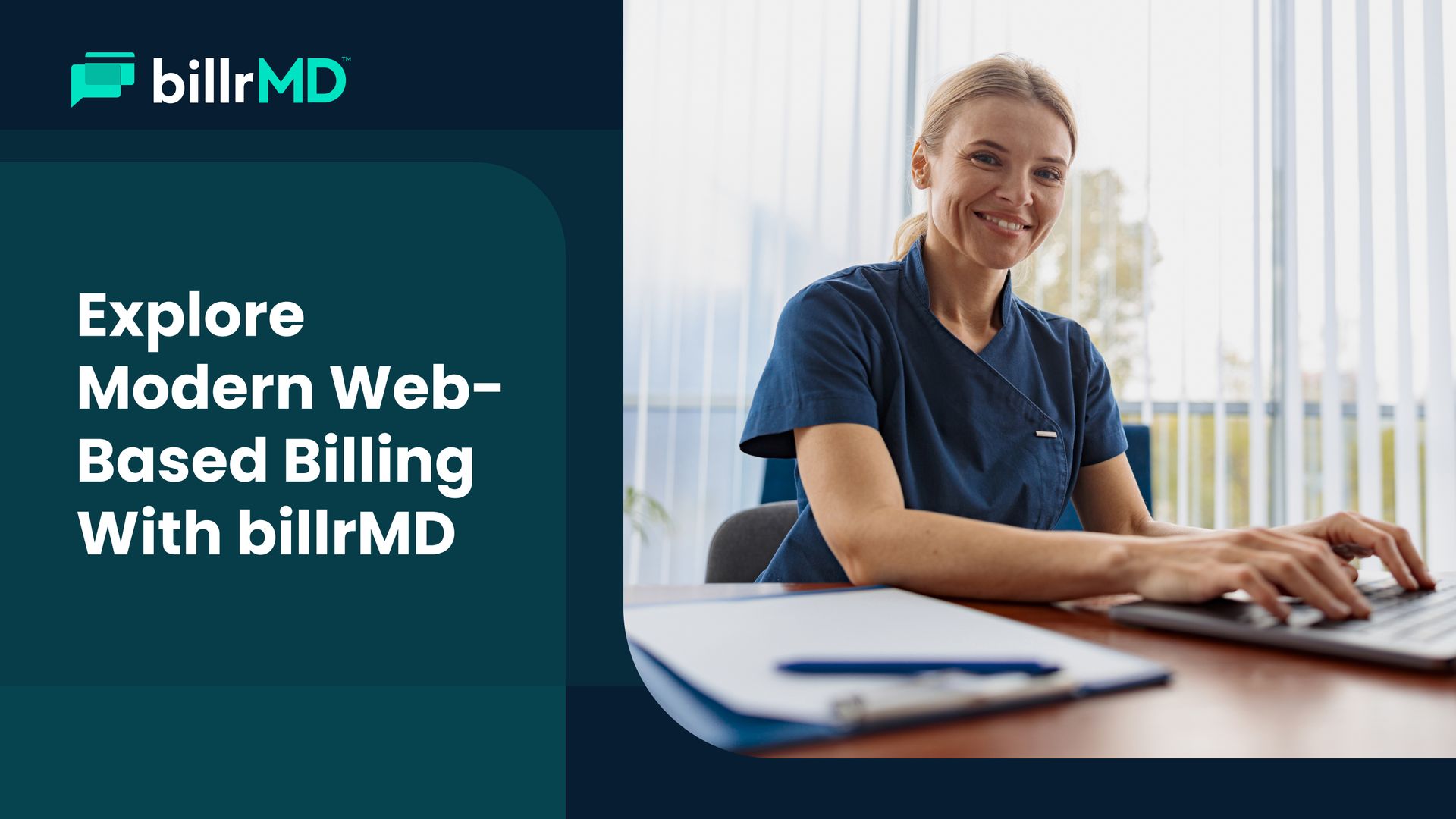A healthcare professional using billrMD’s web-based medical billing software to review claims and fi