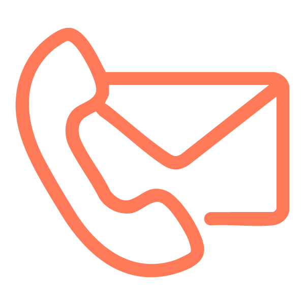 An icon of a phone and an envelope on a white background.