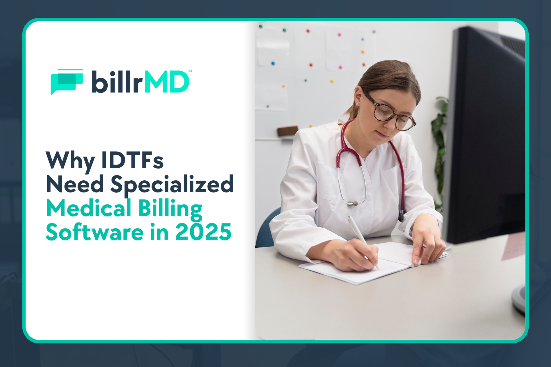 A clinician reviews paperwork on a computer during IDTF billing audits to ensure accuracy and compli