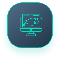 An icon of a computer screen with arrows pointing to it.