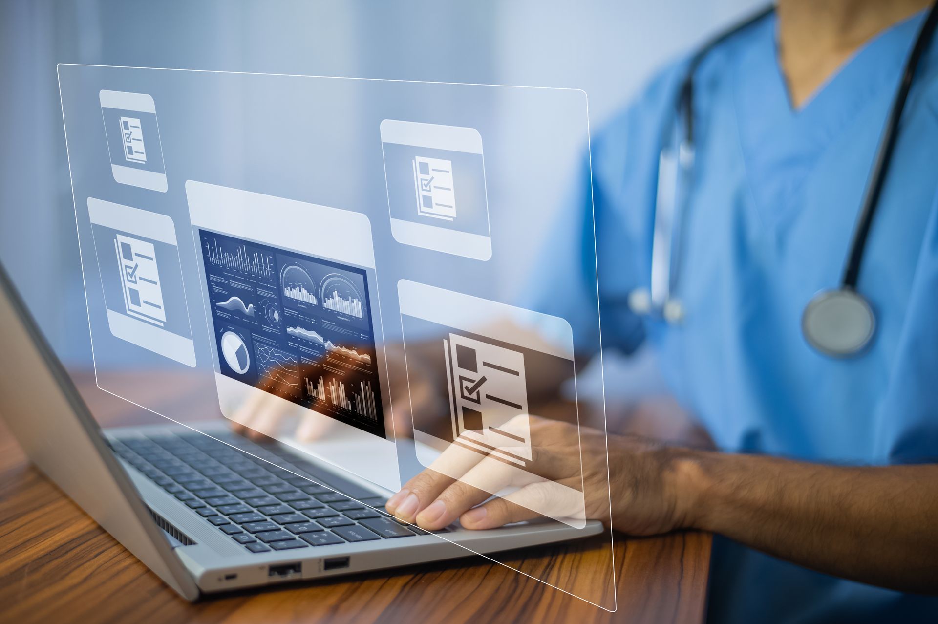 doctor efficiently runs the practice using a web-based medical practice management tool