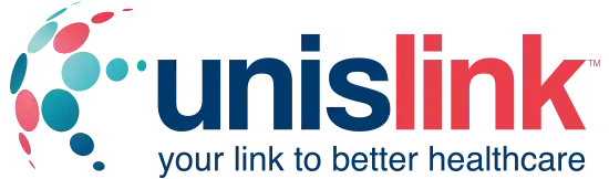 A black and white logo for unilink your link to better healthcare