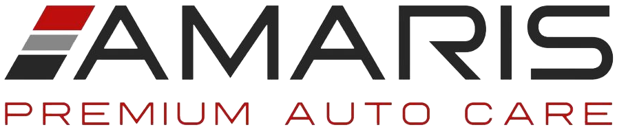 Logo for Amaris Premium Auto Care. The word "AMARIS" with colored lines above it and "PREMIUM AUTO CARE" below.