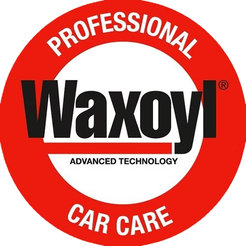Waxoyl car care logo: red circle with 