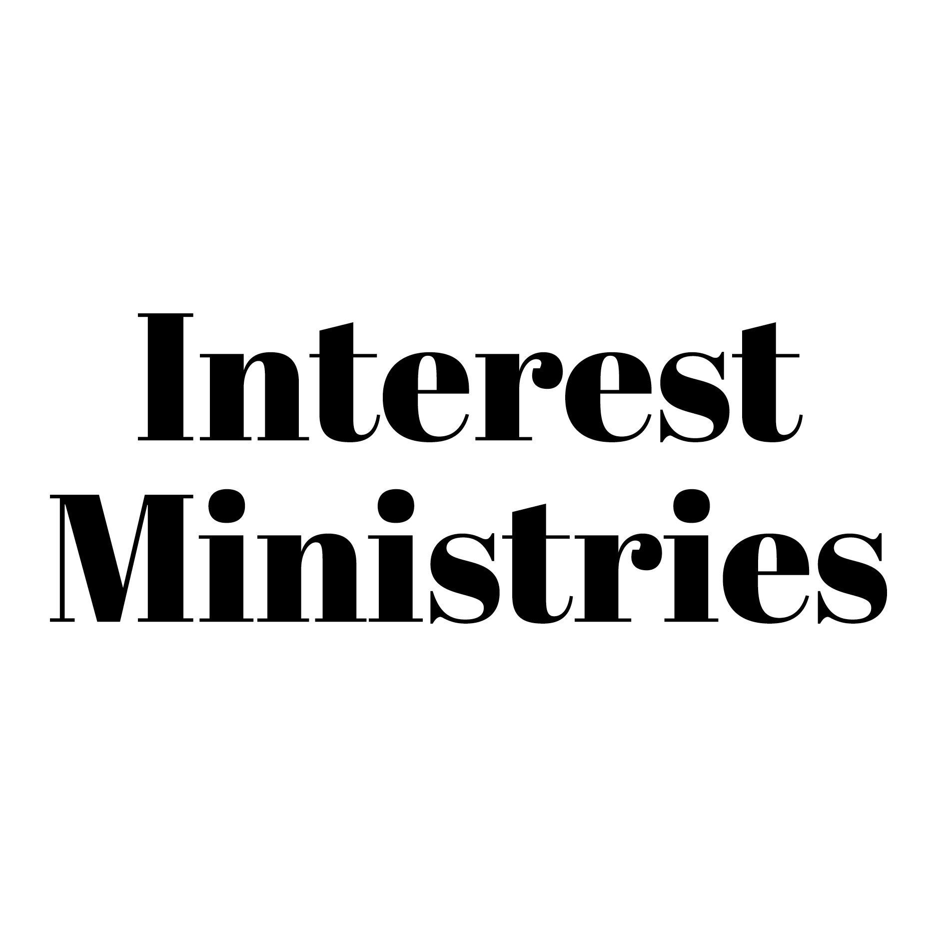 Interest Ministries logo in black text on white background.