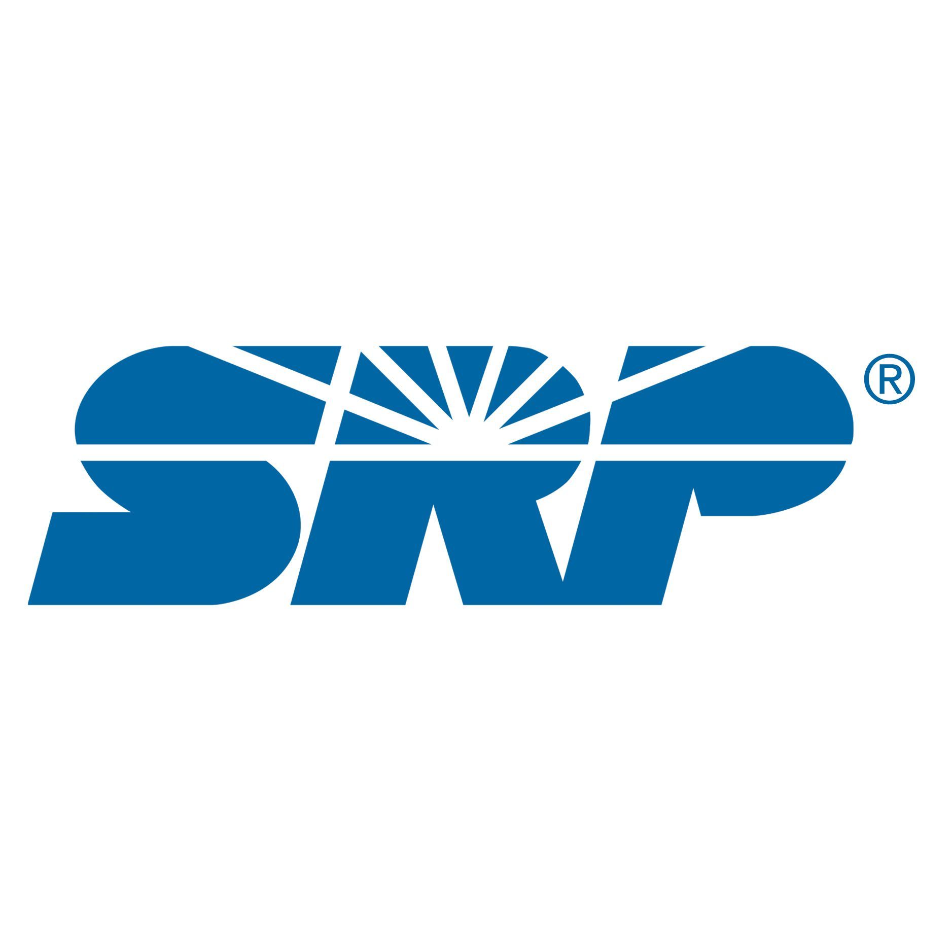 Blue SRP logo with a sunburst design.