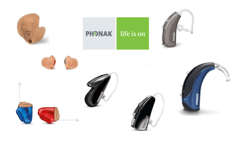presentazione di diversi modelli di apparecchi acustici del marchio Phonak