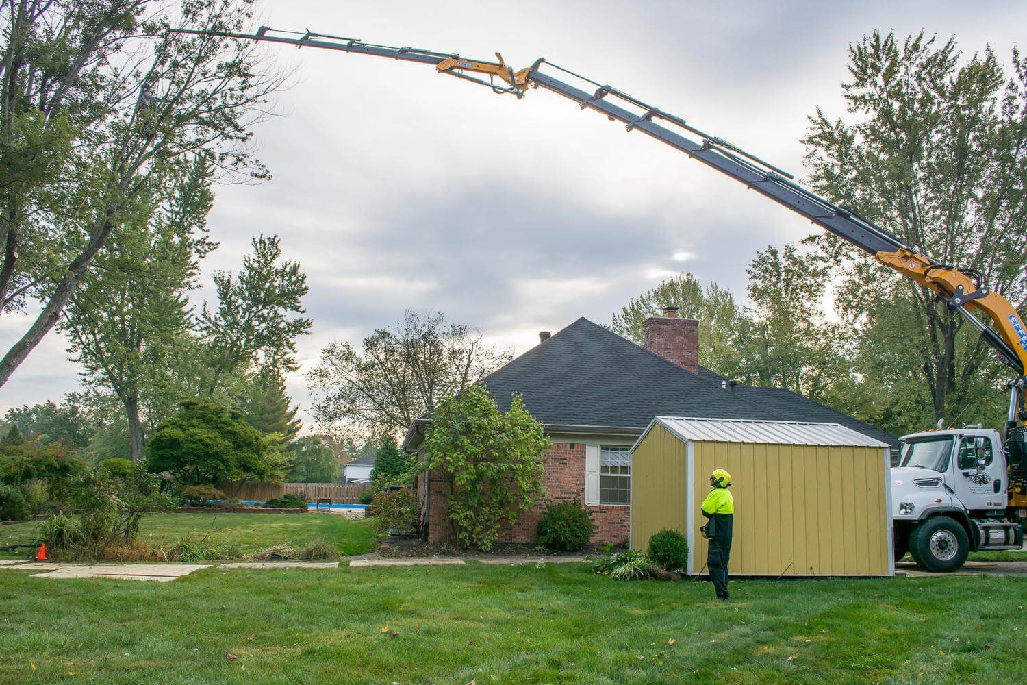 Tree Removal Beside House — Bloomington, IN — Fowler Tree Services Inc.