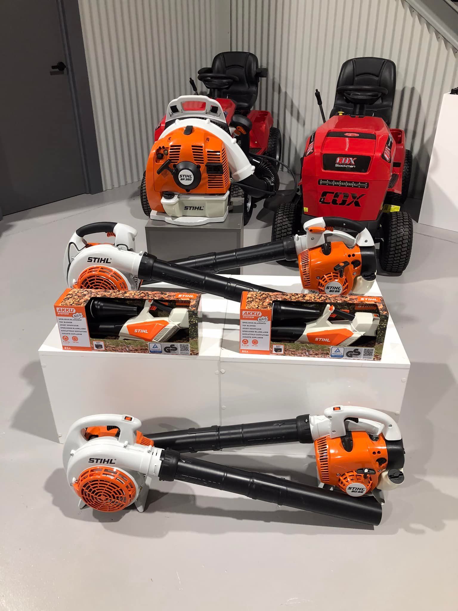 A Display of Lawn Mowers and Blowers in a Store — Coffs Chainsaw and Mower in Coffs Harbour, NSW