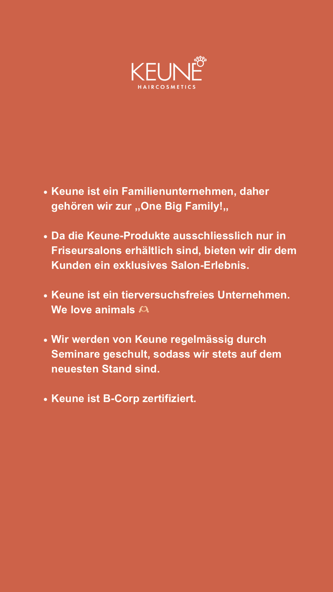 Ein roter Hintergrund mit weißem Text, auf dem „keune“ steht