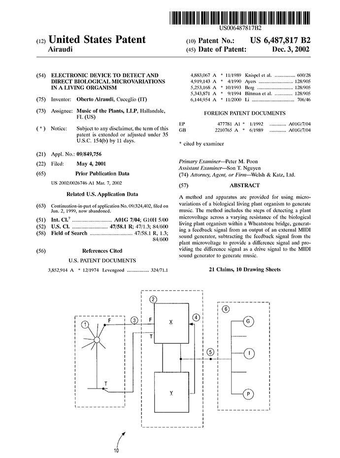 First Patent Music of the Plants