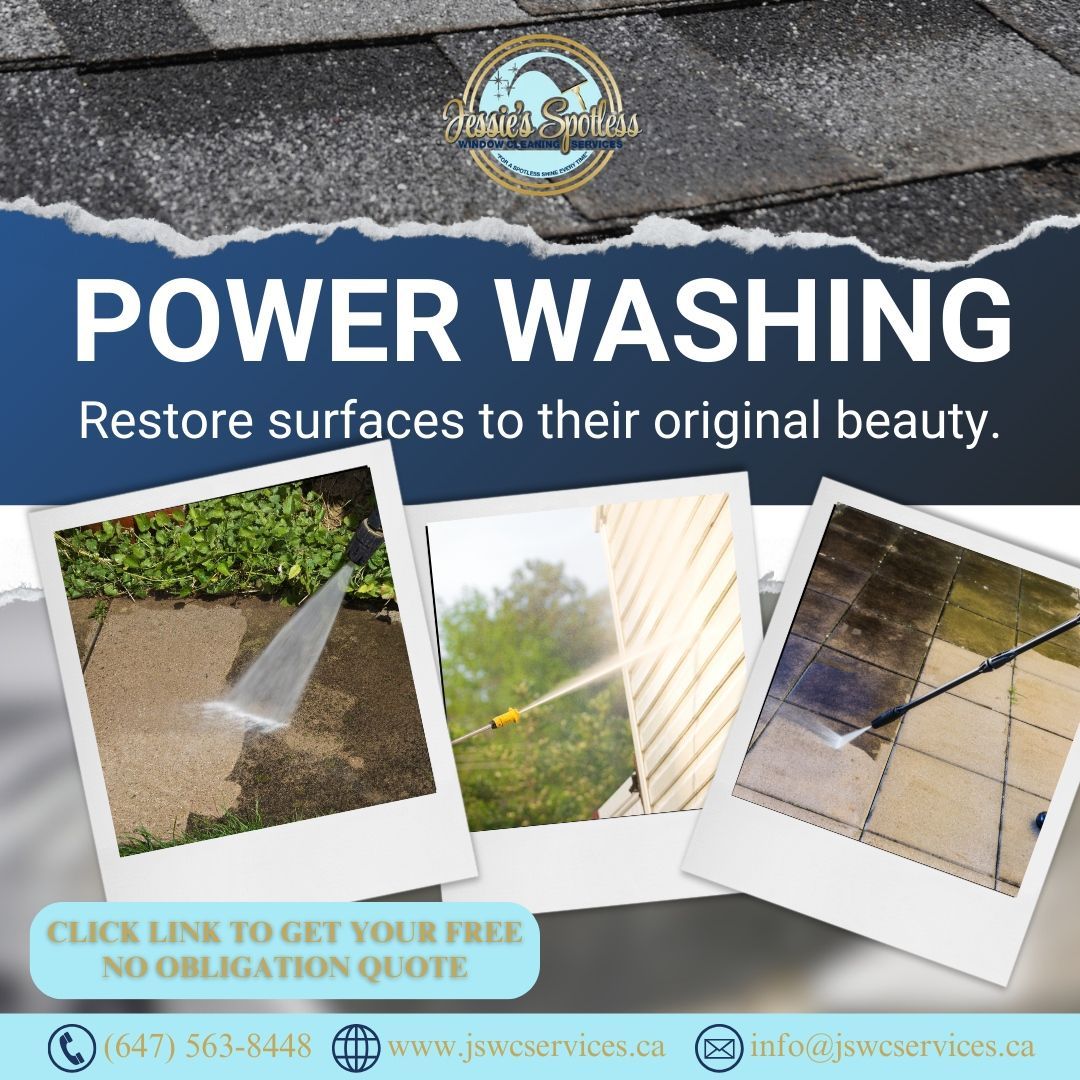 An advertisement for power washing that says restore surfaces to their original beauty