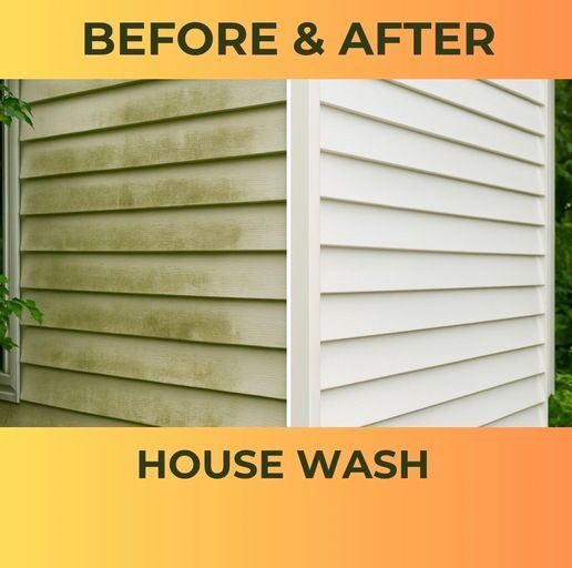 A picture of a house before and after a house wash