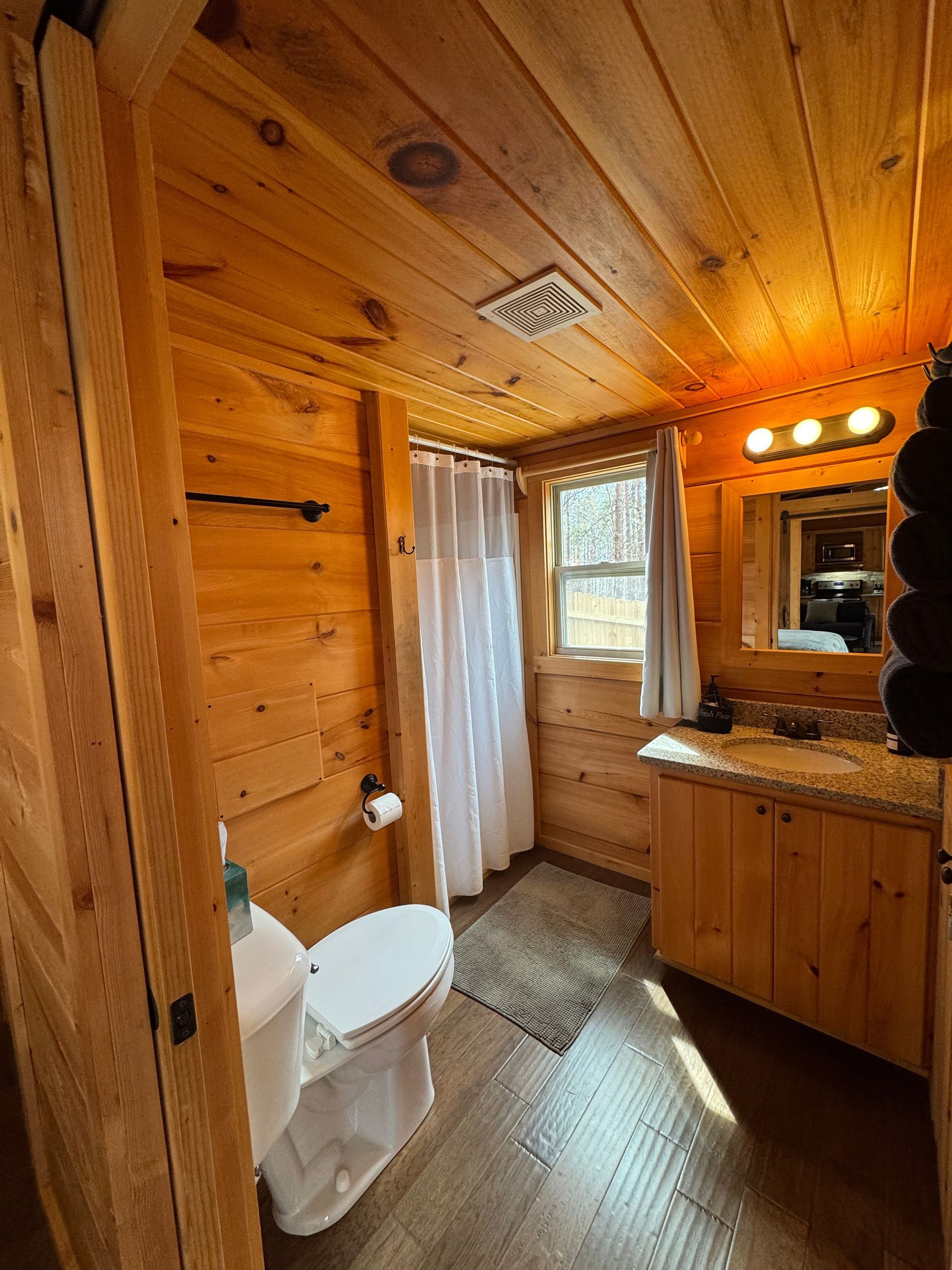 Bathroom inside Cabin E at Serenity Ridge mountain wedding venue