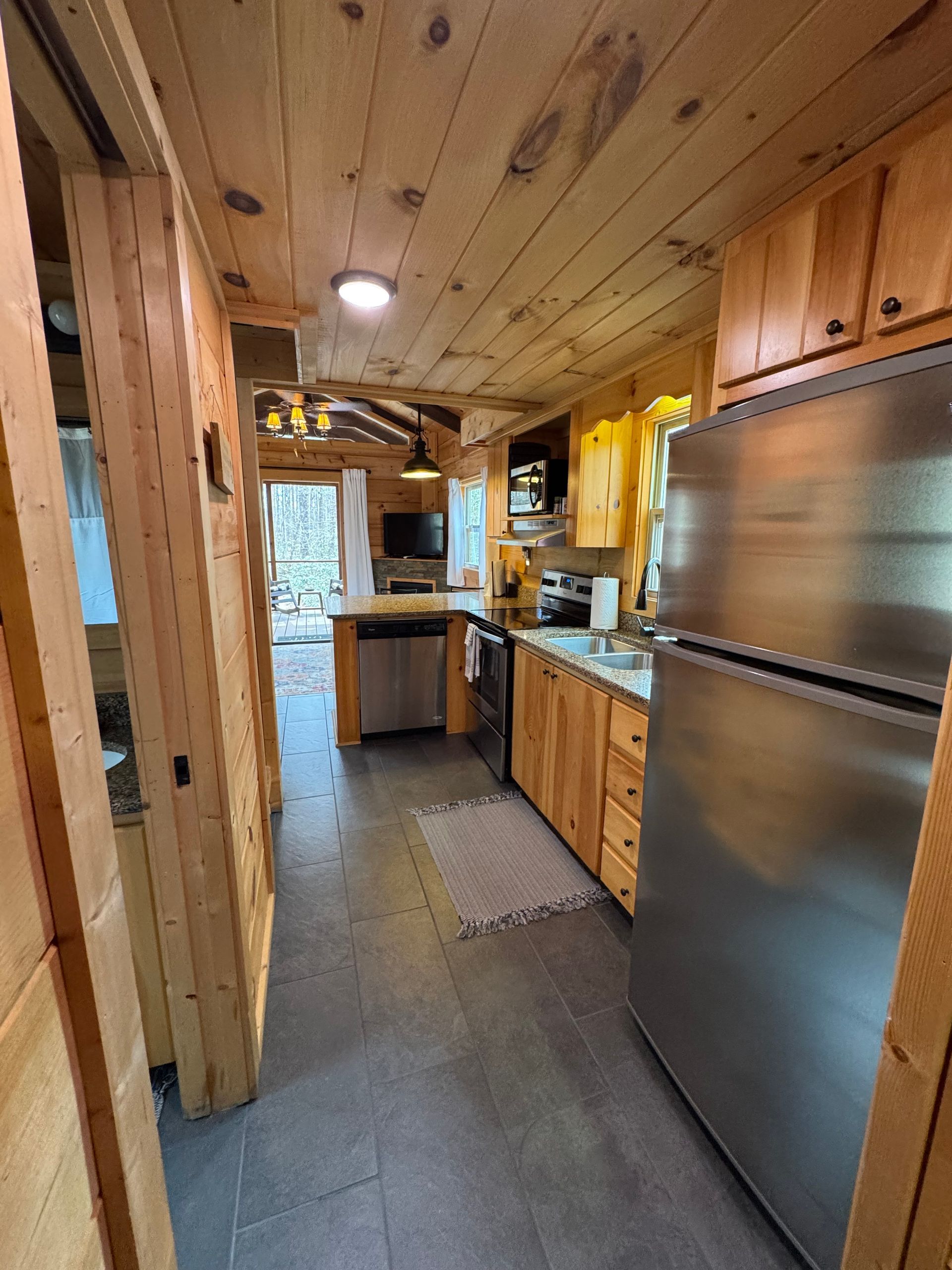 Kitchen inside Cabin D at Serenity Ridge for wedding guest lodging