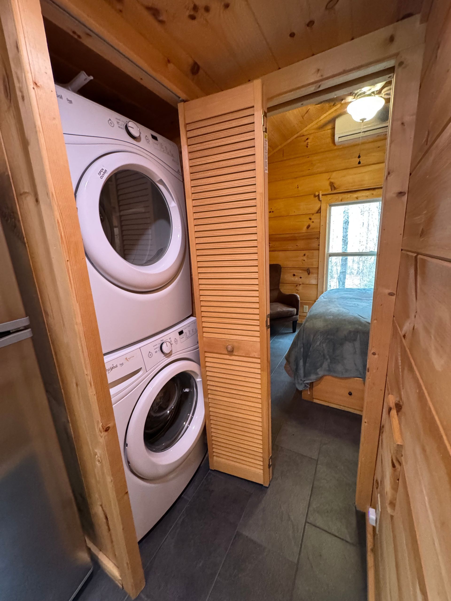 Washer and dryer inside Cabin D for wedding guests staying at Serenity Ridge