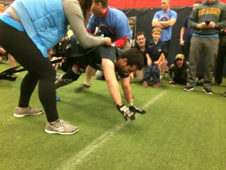 A group of people are playing a game on a field