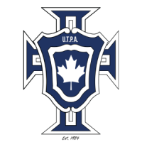 A blue shield with a maple leaf and the word u.t.p.a. on it