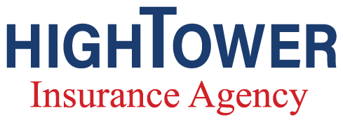 Logo for HighTower Insurance Agency, blue text on top, red text on bottom.