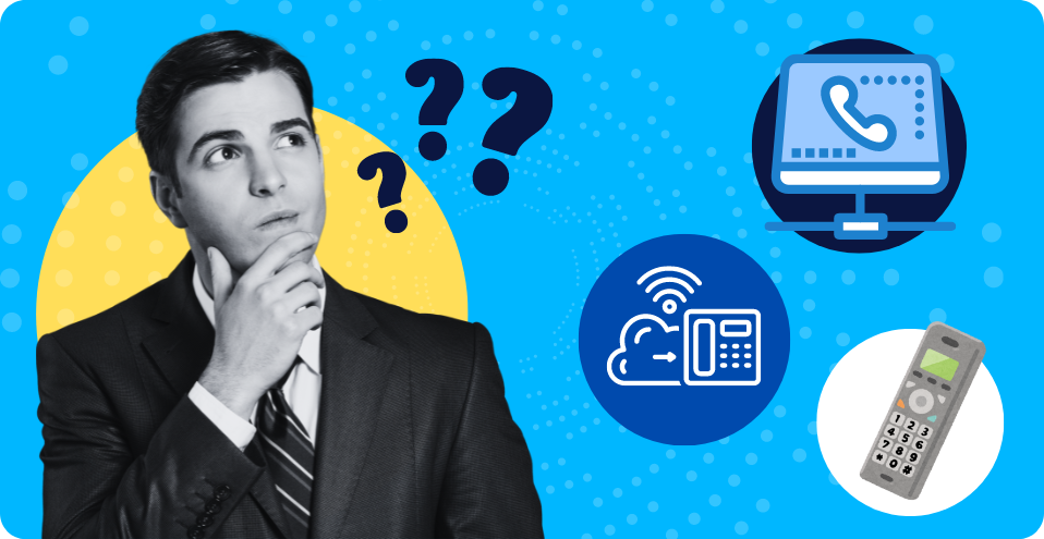 A man in a suit and tie is thinking about a telephone.