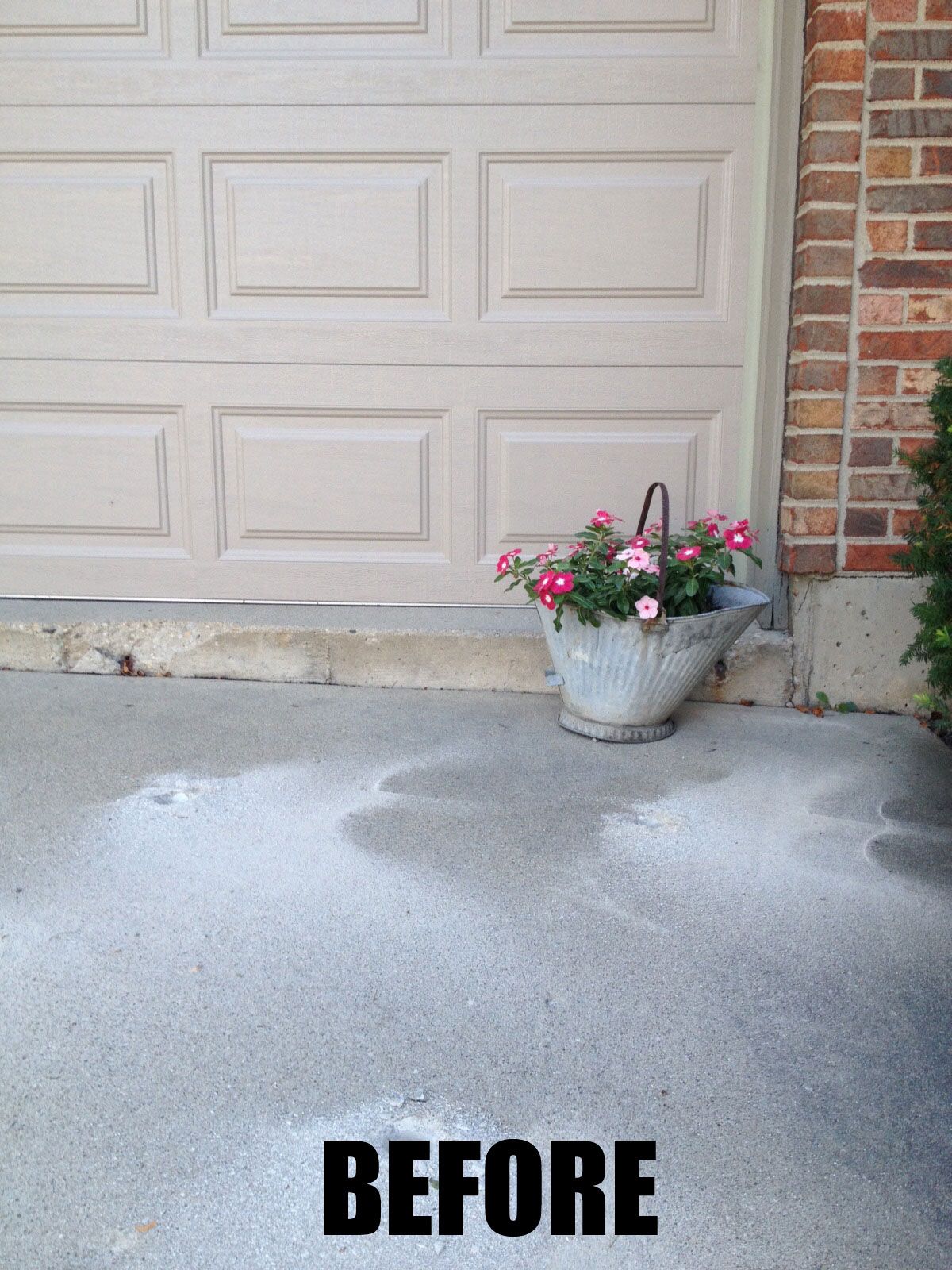 A before picture of a garage door