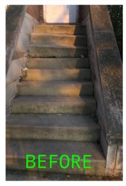 A before picture of a set of stairs