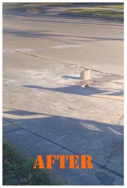 A picture of a sidewalk with the words after on it