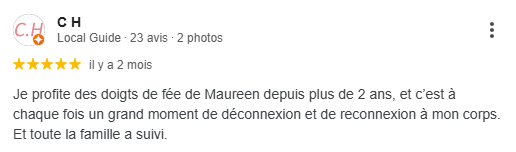 Une capture d'écran d'un avis Google en français
