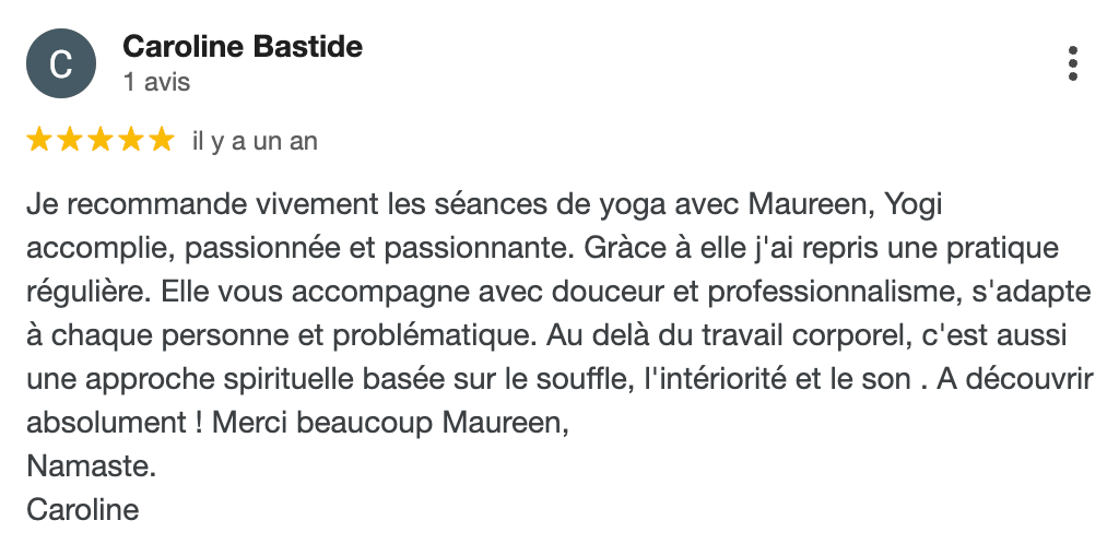 Une critique de caroline bastide est écrite en français.