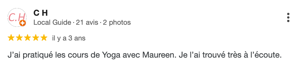 Une capture d'écran d'un avis Google en français