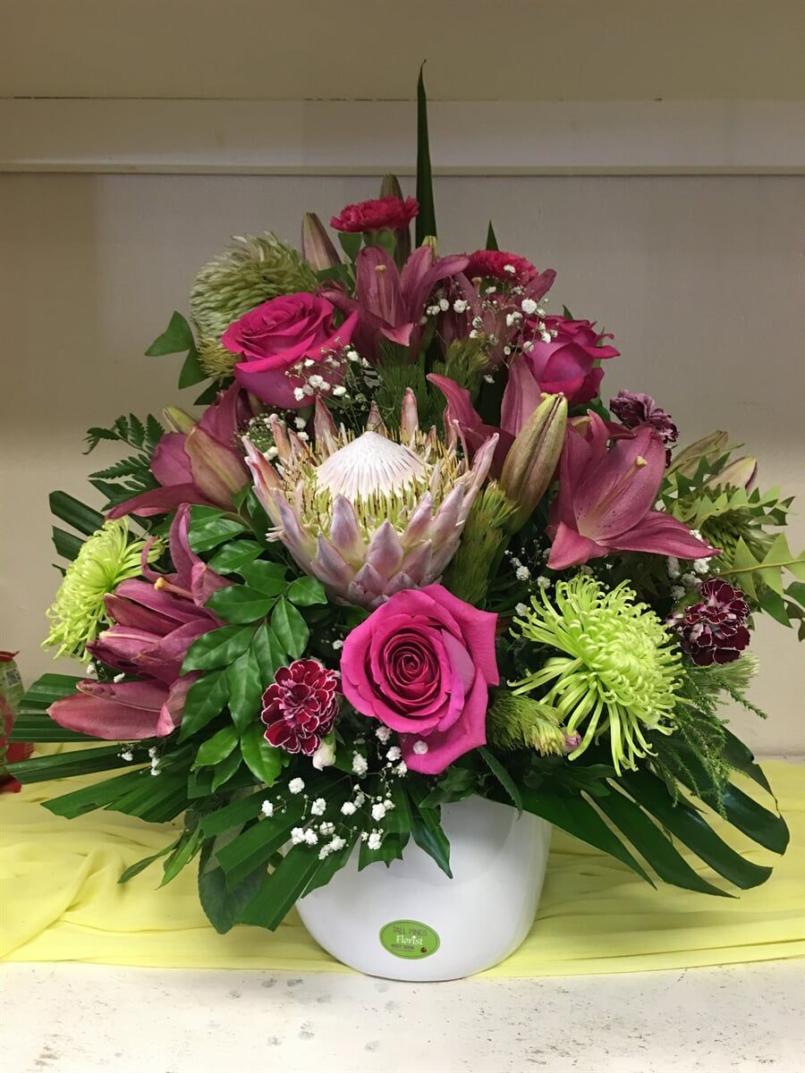  Wedding Flowers On A White Vase — Tall Pines Florist in Rockhampton, QLD