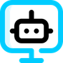 A robot icon in a blue rectangle on a white background.