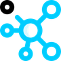 A blue circle with a black circle in the middle