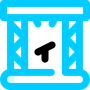 A blue icon of a clock with a black face on a white background.