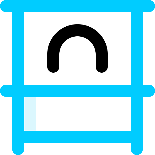 A blue icon with a black circle in the middle on a white background.