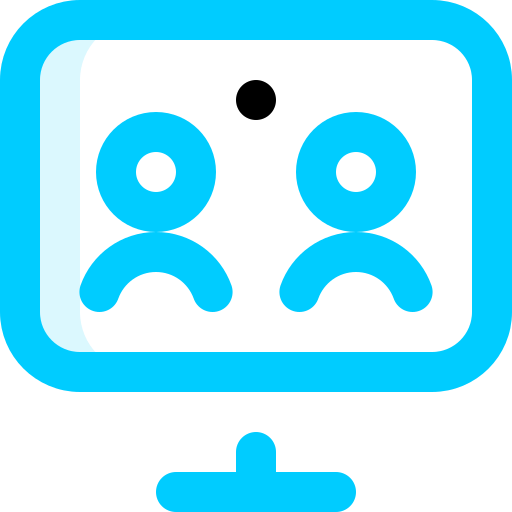 A computer monitor with a megaphone icon on it.