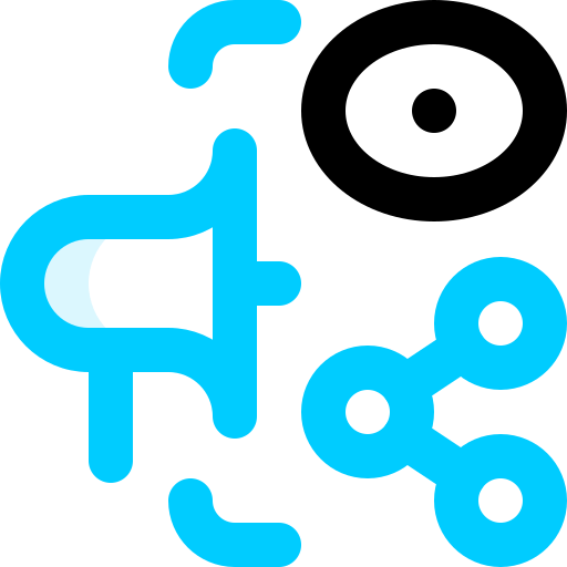 A blue icon with a black circle in the middle