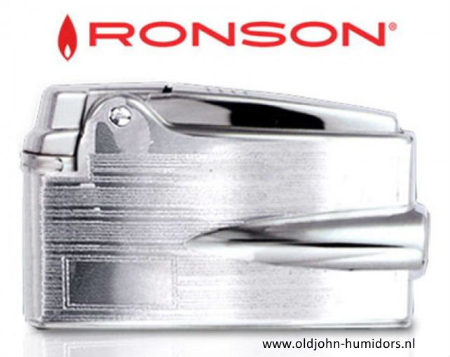 130004: Ronson Premier Varaflame  NIEUWE gas aansteker Chroom met rechtlijnige gravering   en graveerplaat